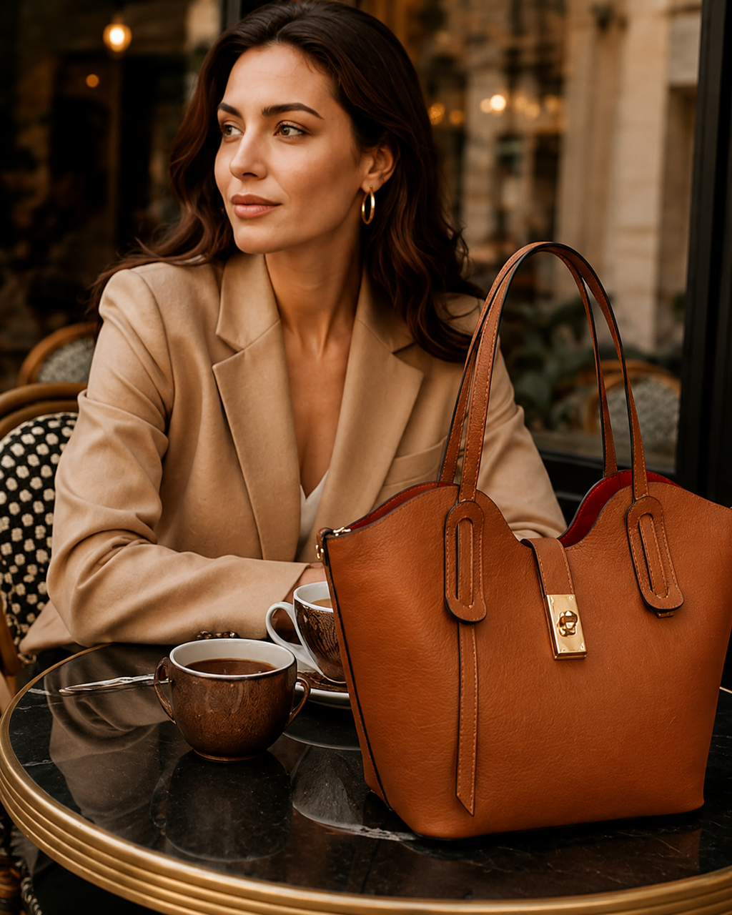 Soft Leather Tote — Cognac