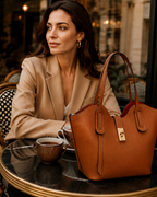 Soft Leather Tote — Cognac