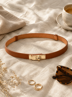 Slim Leather Belt — Cognac