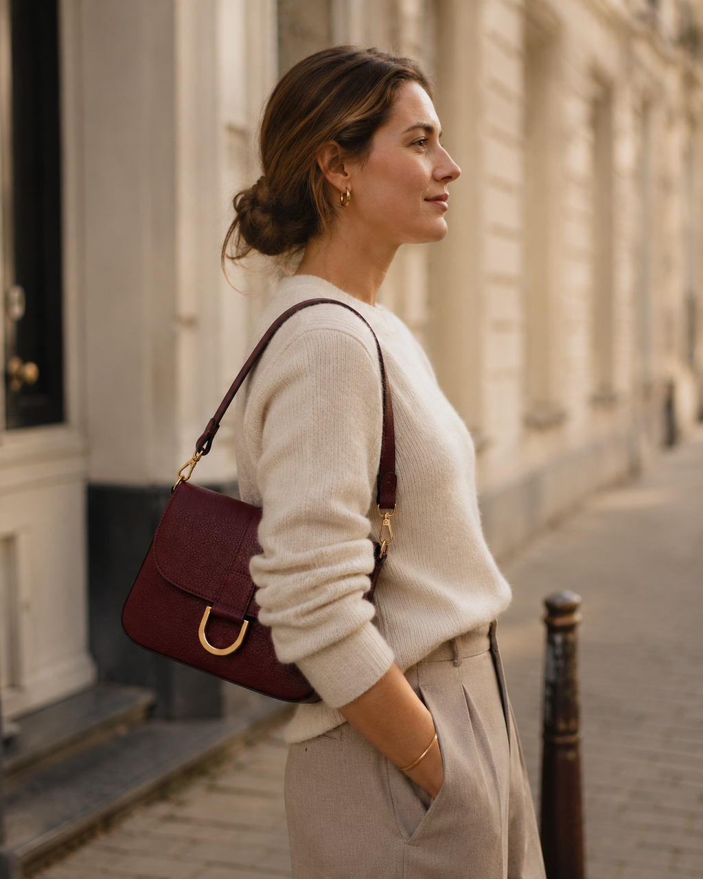 Flap Shoulder Bag — Bordeaux