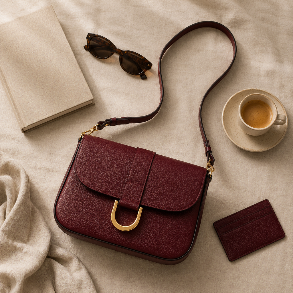 Flap Shoulder Bag — Bordeaux