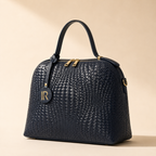 Woven Top-Handle Bag — Navy