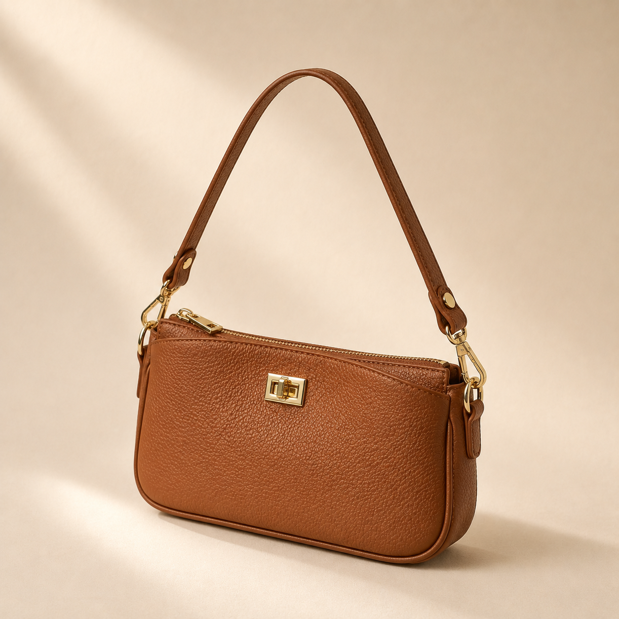 Baguette Shoulder Bag — Cognac