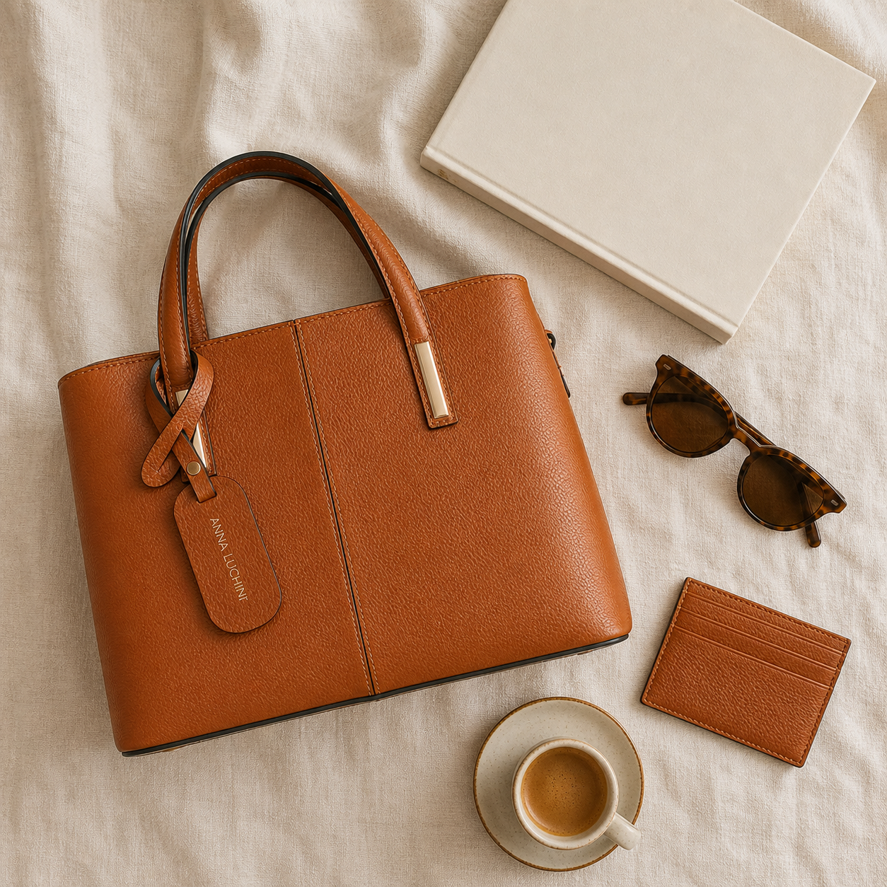 Top-Handle Tote — Cognac