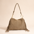 Fringe Suede Bag — Taupe